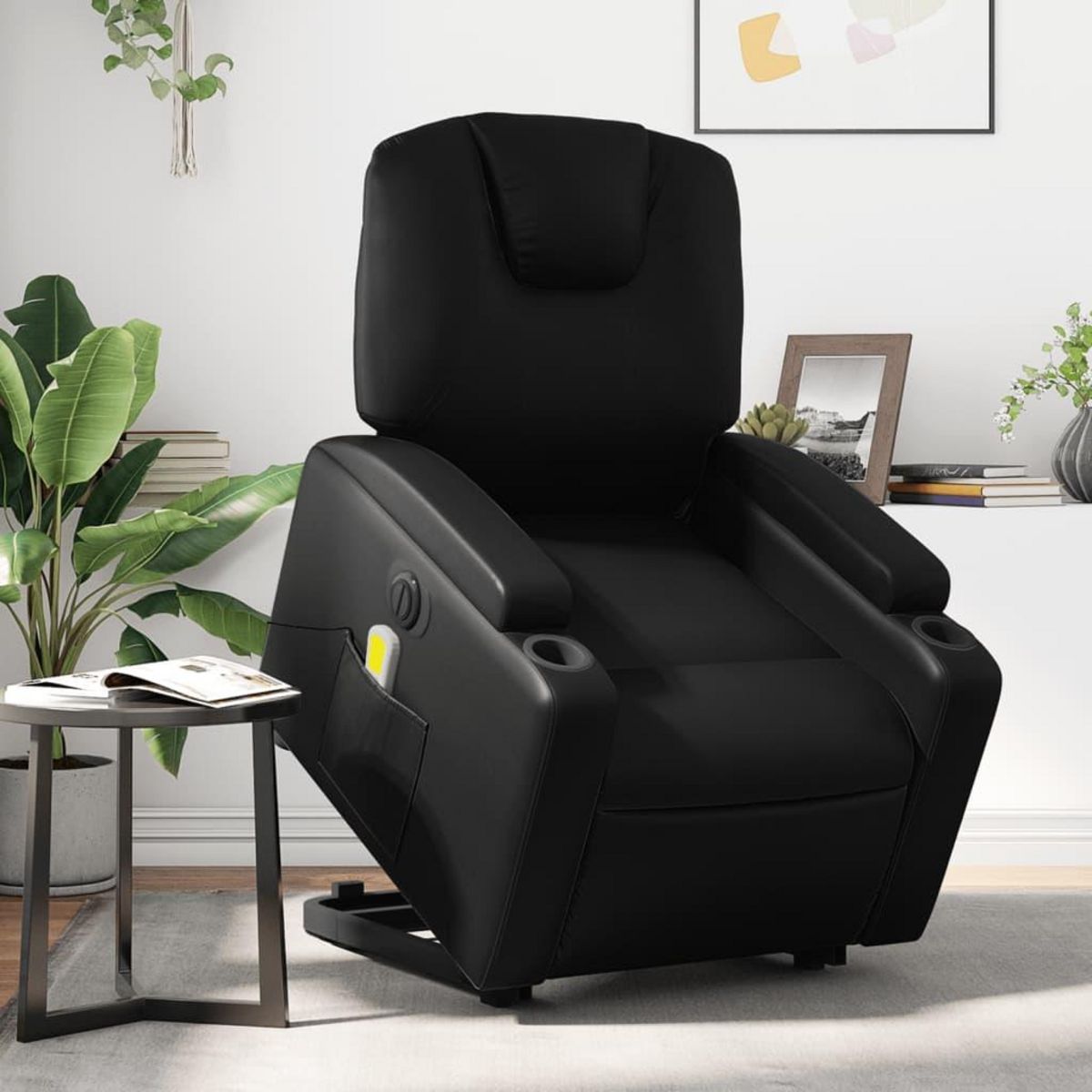 VIDAXL Fauteuil inclinable de massage electrique noir similicuir