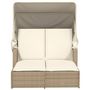 Voir la diapositive 4 : VIDAXL Chaise longue double avec auvent et coussins beige poly rotin