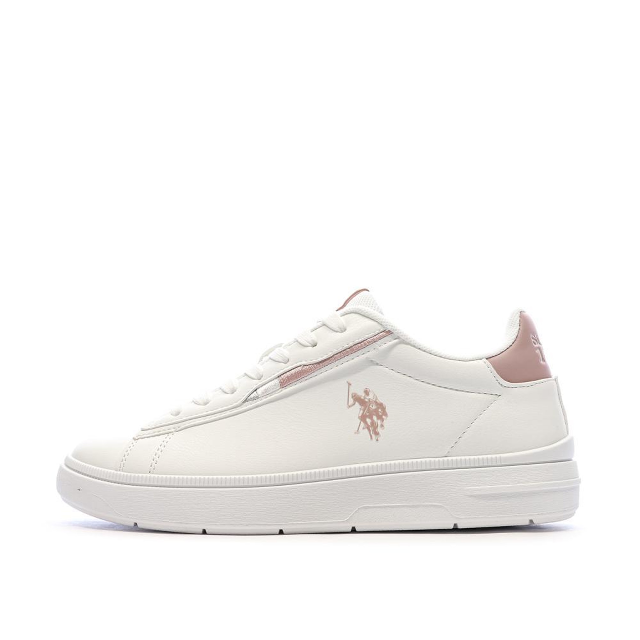 Voir la diapositive 1 : U.S. Polo Assn. Baskets blanches/roses femme us polo assn aris