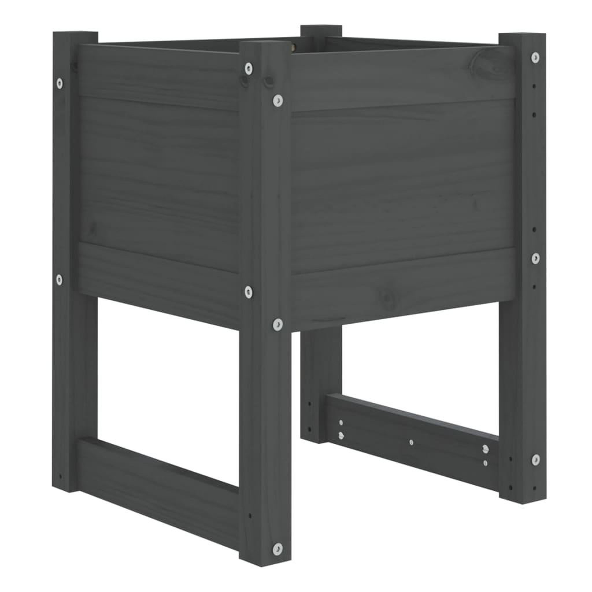 Voir la diapositive 4 : VIDAXL Jardinieres 2 pcs Gris 40x40x52,5 cm Bois massif de pin