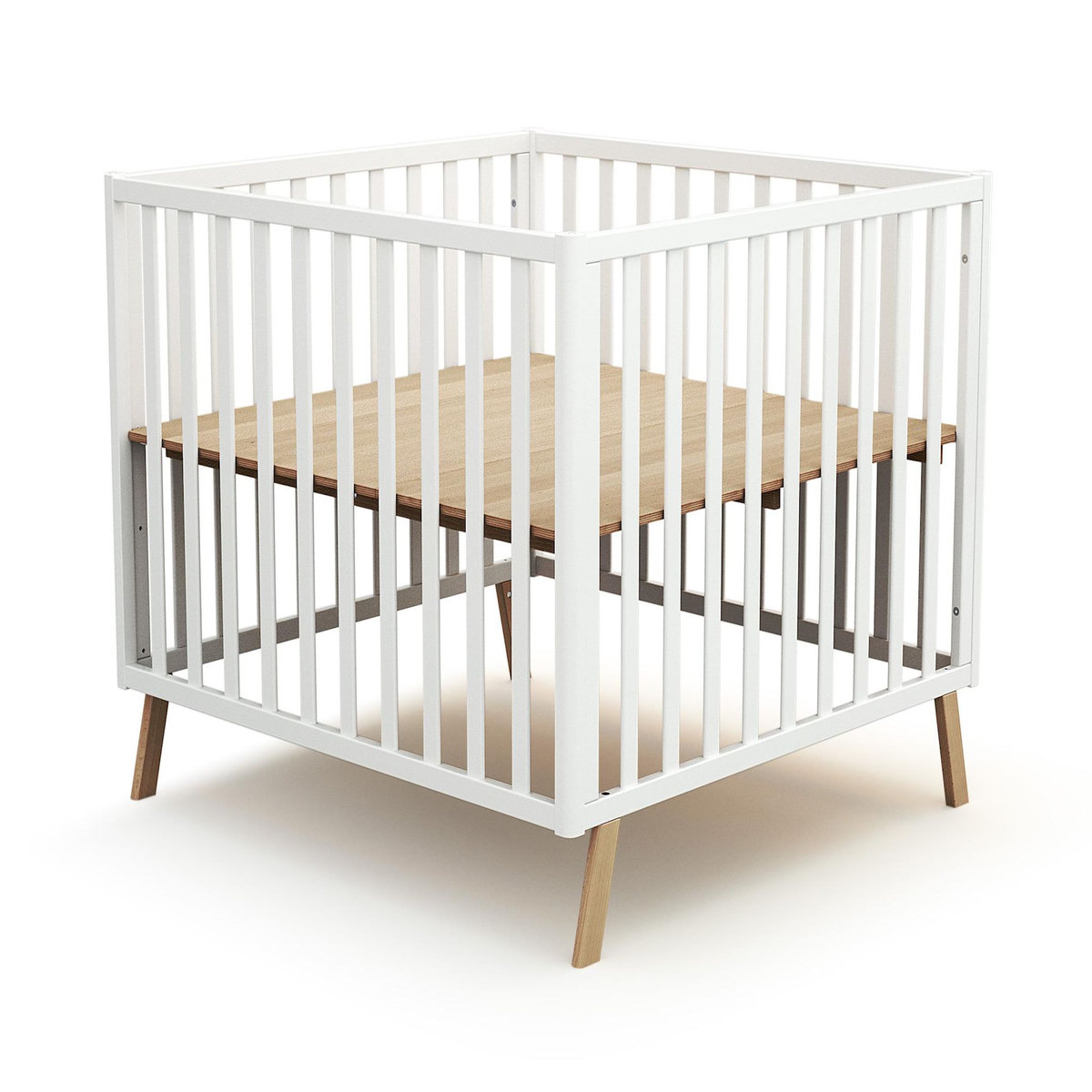 AT4 Parc bébé évolutif cabane avec toit CONFORT en bois 100 x 100 cm