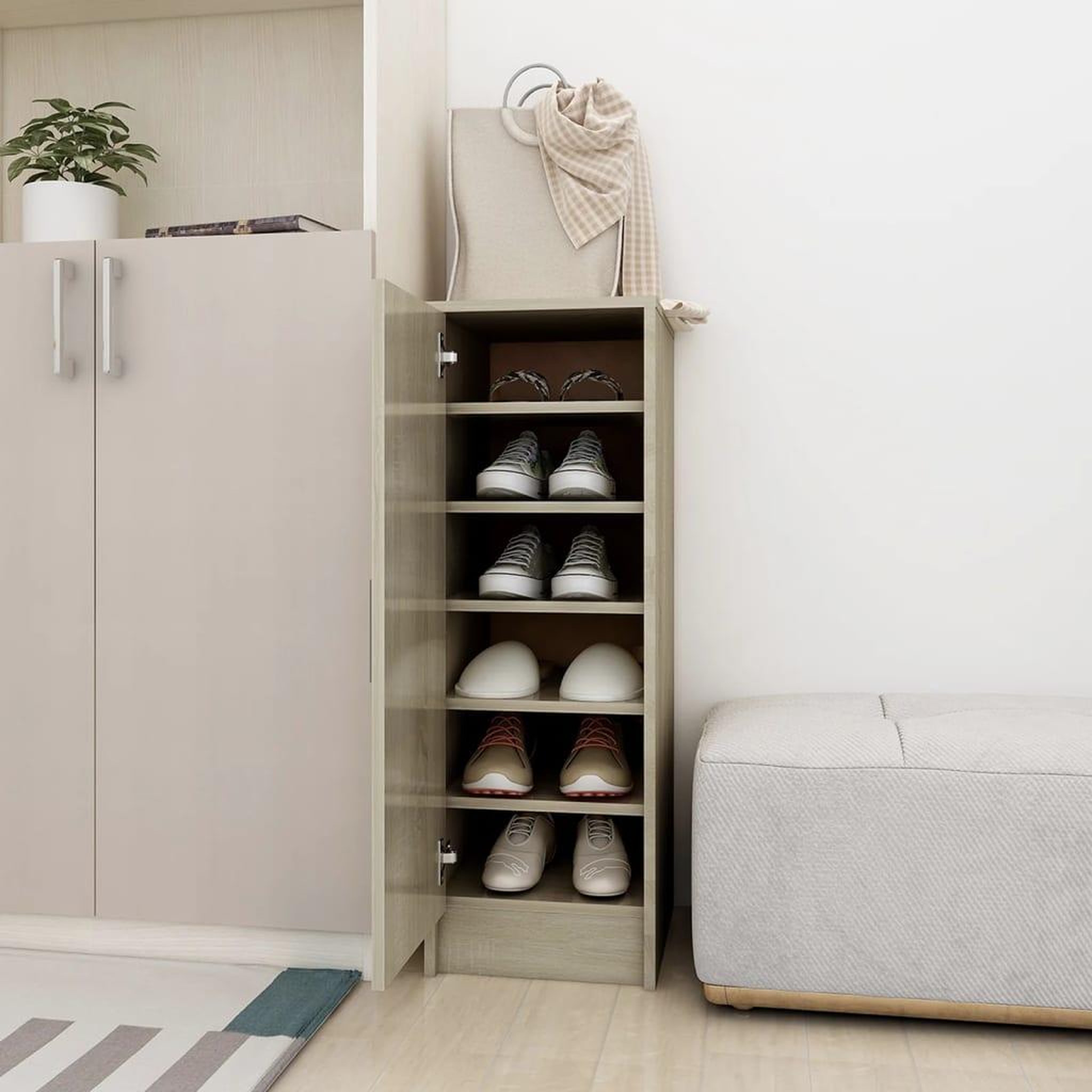 Voir la diapositive 1 : VIDAXL Armoire a chaussures Chene Sonoma 32x35x92 cm Bois d'ingenierie