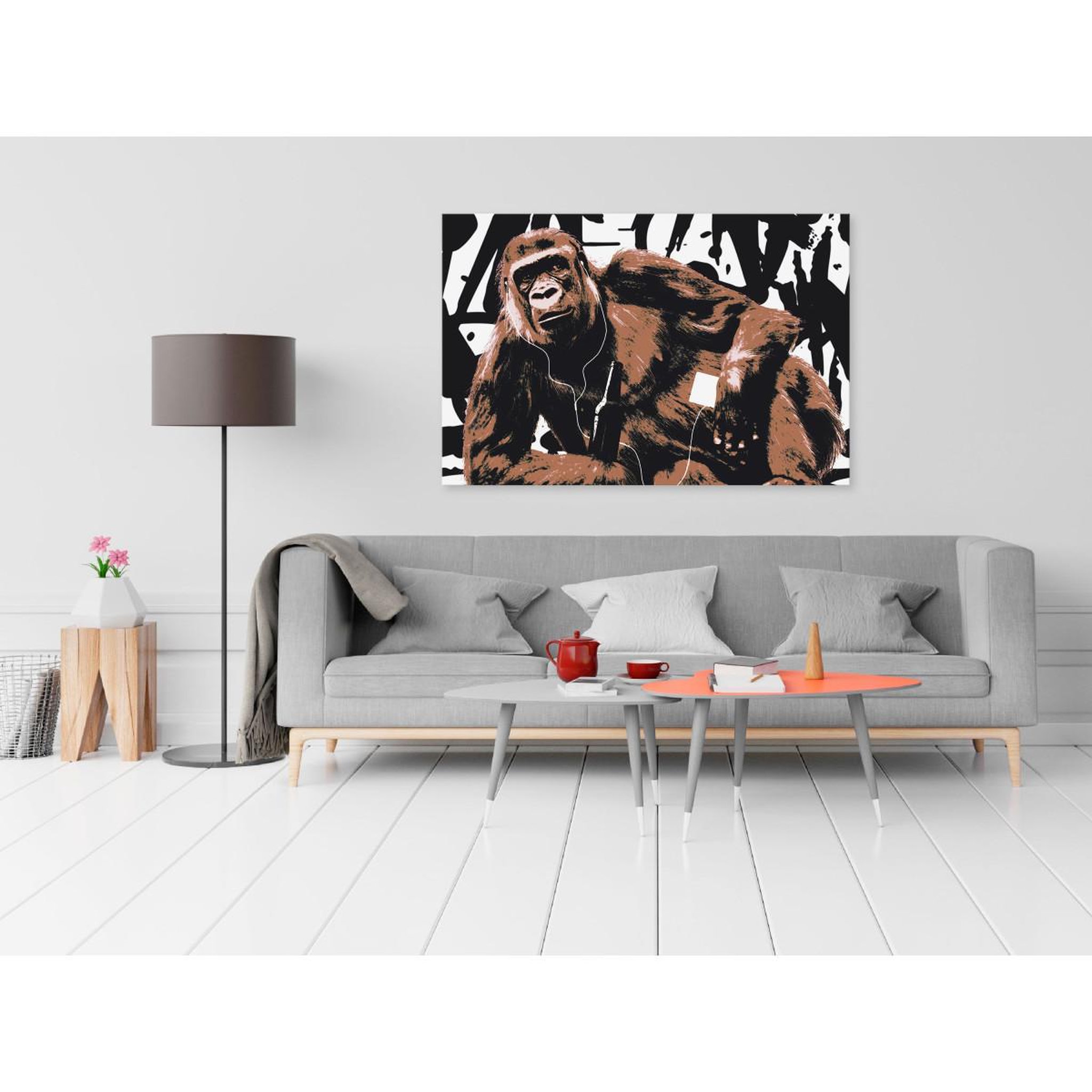 Voir la diapositive 2 : Paris Prix Tableau imprimé  pop art monkey narrow brown