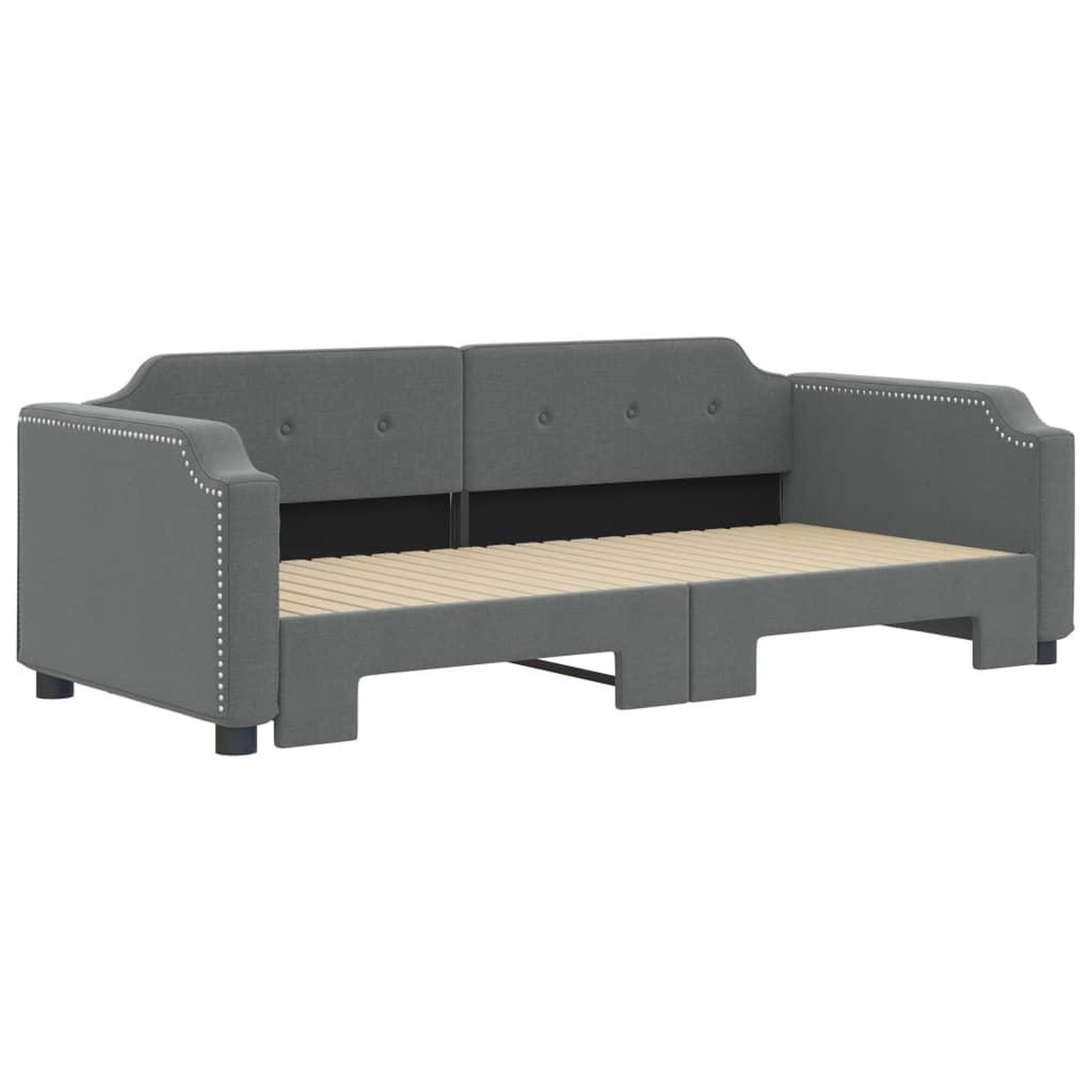 Voir la diapositive 3 : VIDAXL Lit de jour avec gigogne sans matelas gris fonce 90x200 cm