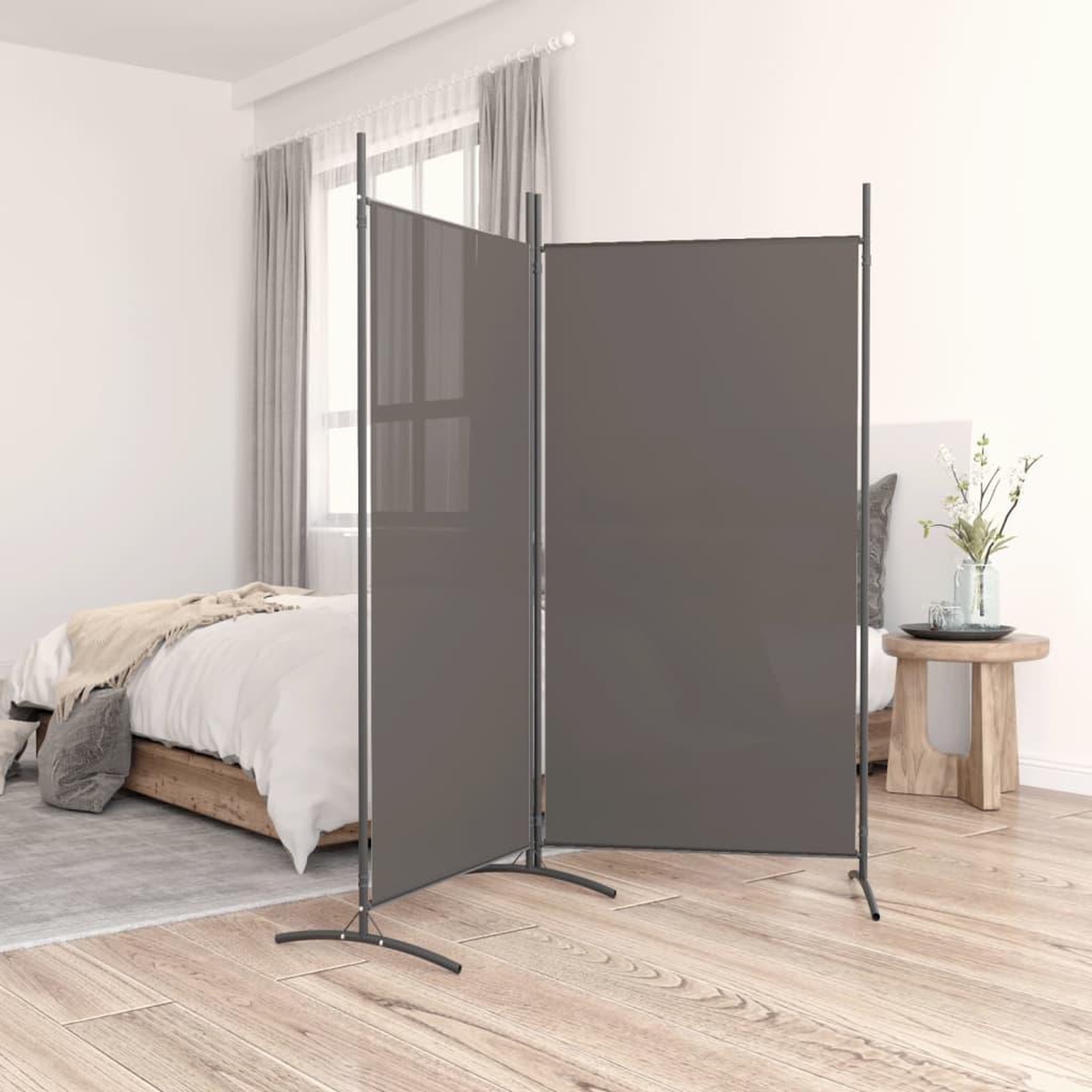 Voir la diapositive 1 : VIDAXL Cloison de separation 2 panneaux Anthracite 175x180 cm Tissu
