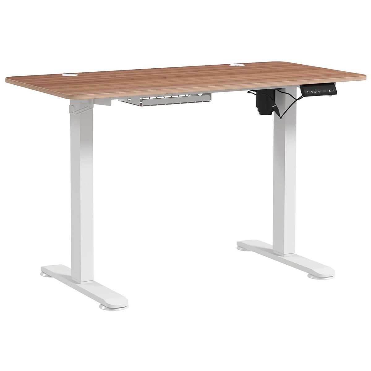 VINSETTO Bureau assis debout électrique - bureau réglable en hauteur - bureau électrique réglable - acier noir aspect bois chêne clair