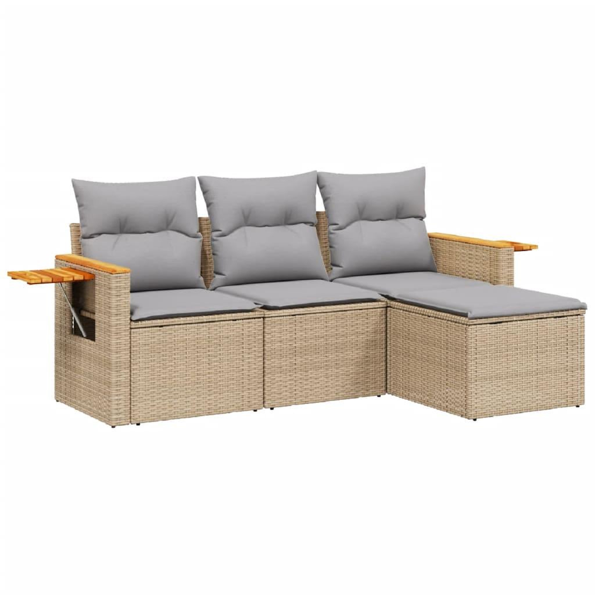 Voir la diapositive 2 : VIDAXL Salon de jardin avec coussins 4 pcs beige resine tressee