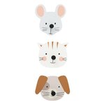 Atmosphera Kids Lot de 3 Patères Déco  Animaux  10cm Multicolore