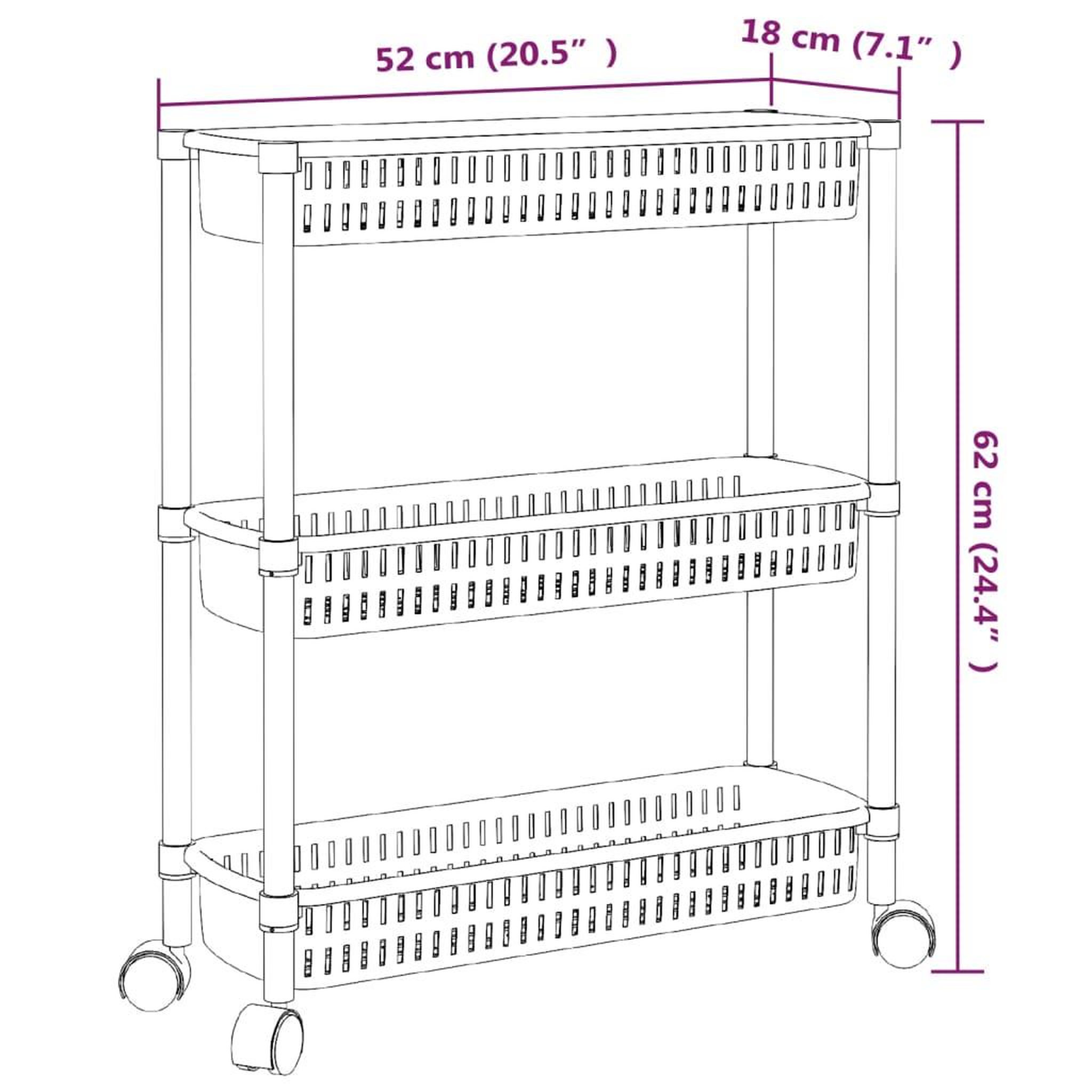 Voir la diapositive 6 : VIDAXL Chariot de rangement a 3 niveaux Argente et blanc Aluminium