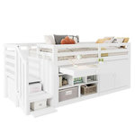 MERAX Lit enfant mi hauteur 90x200 cm coloris blanc bois massif