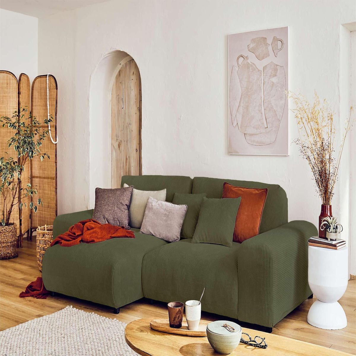 LISA DESIGN Garance - canapé d'angle réversible - 4 places - en velours côtelé