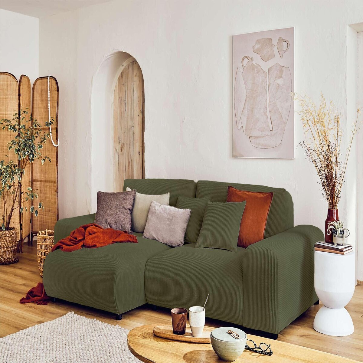 LISA DESIGN Garance - canapé d'angle réversible - 4 places - en velours côtelé