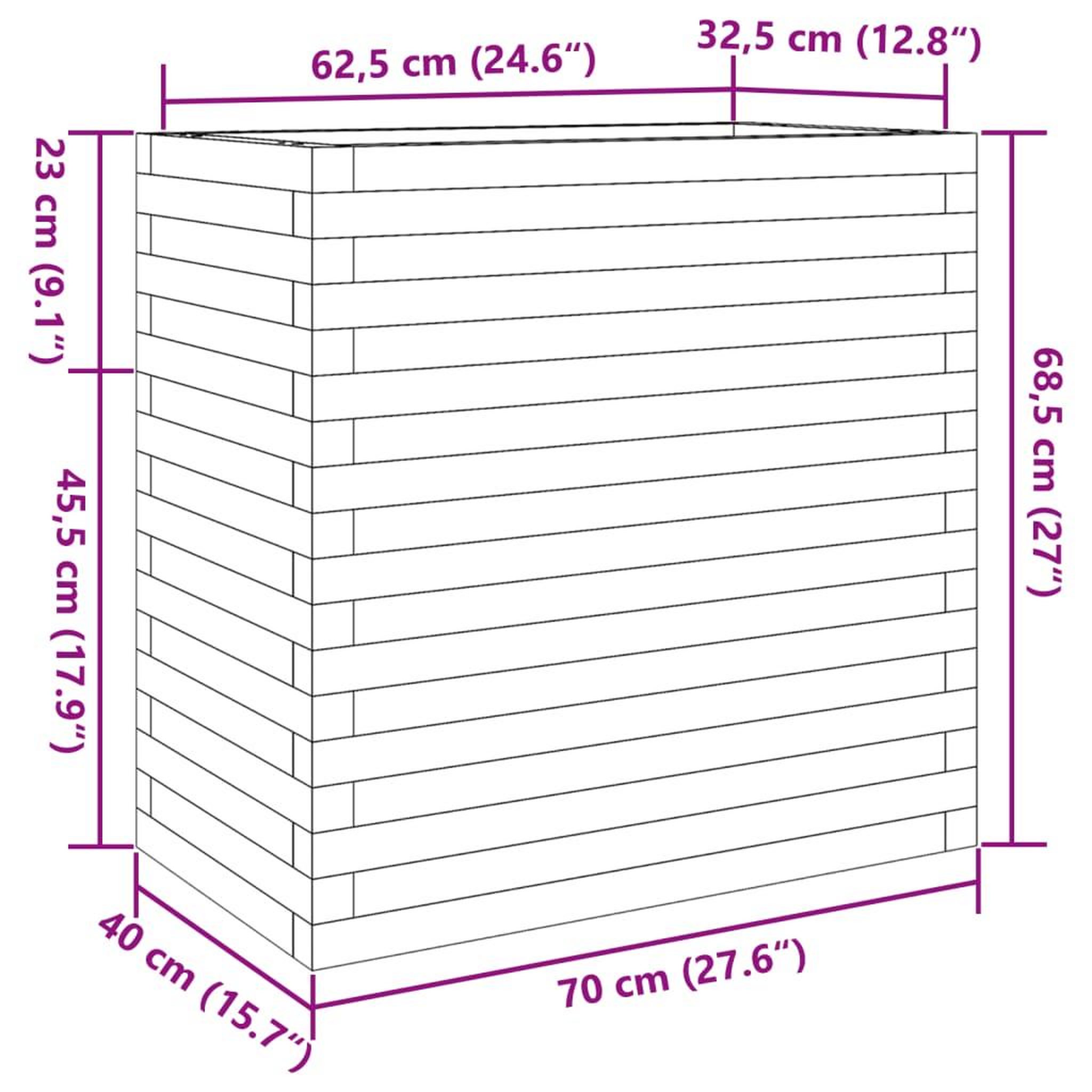 Voir la diapositive 6 : VIDAXL Jardiniere blanc 70x40x68,5 cm bois de pin massif