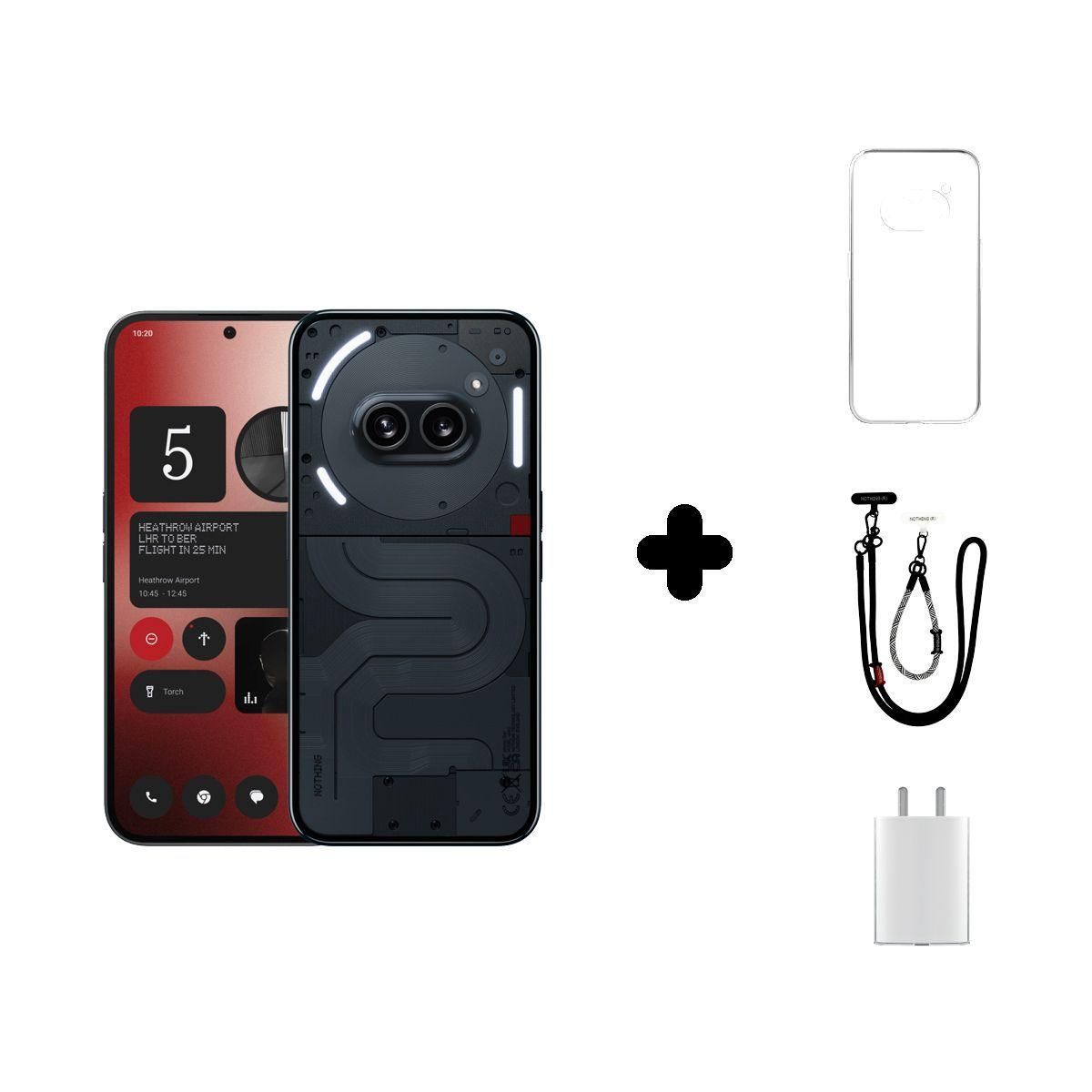 NOTHING Téléphone portable Pack Phone(2a) Noir 256Go+Charg45W+Coque