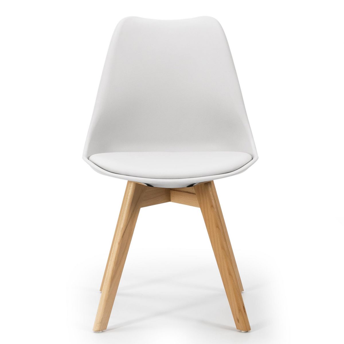 VS VENTA-STOCK Lot de 2 Chaises Klara Blanc tapissées en Cuir synthétique avec Pieds Bois