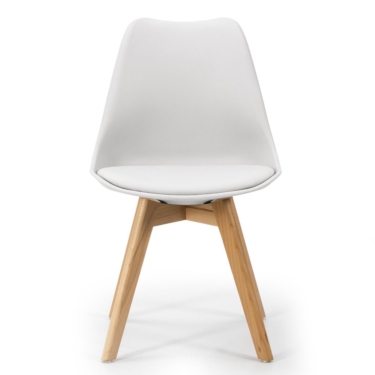 VS VENTA-STOCK Lot de 2 Chaises Klara Blanc tapissées en Cuir synthétique avec Pieds Bois