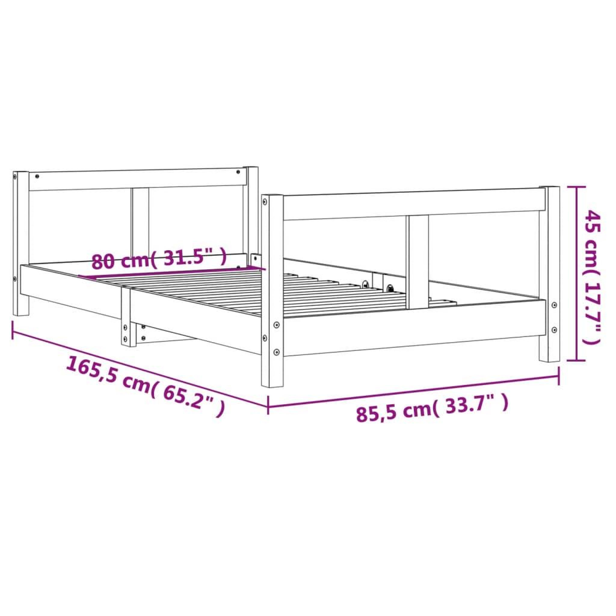 Voir la diapositive 6 : VIDAXL Cadre de lit pour enfant 80x160 cm bois de pin massif