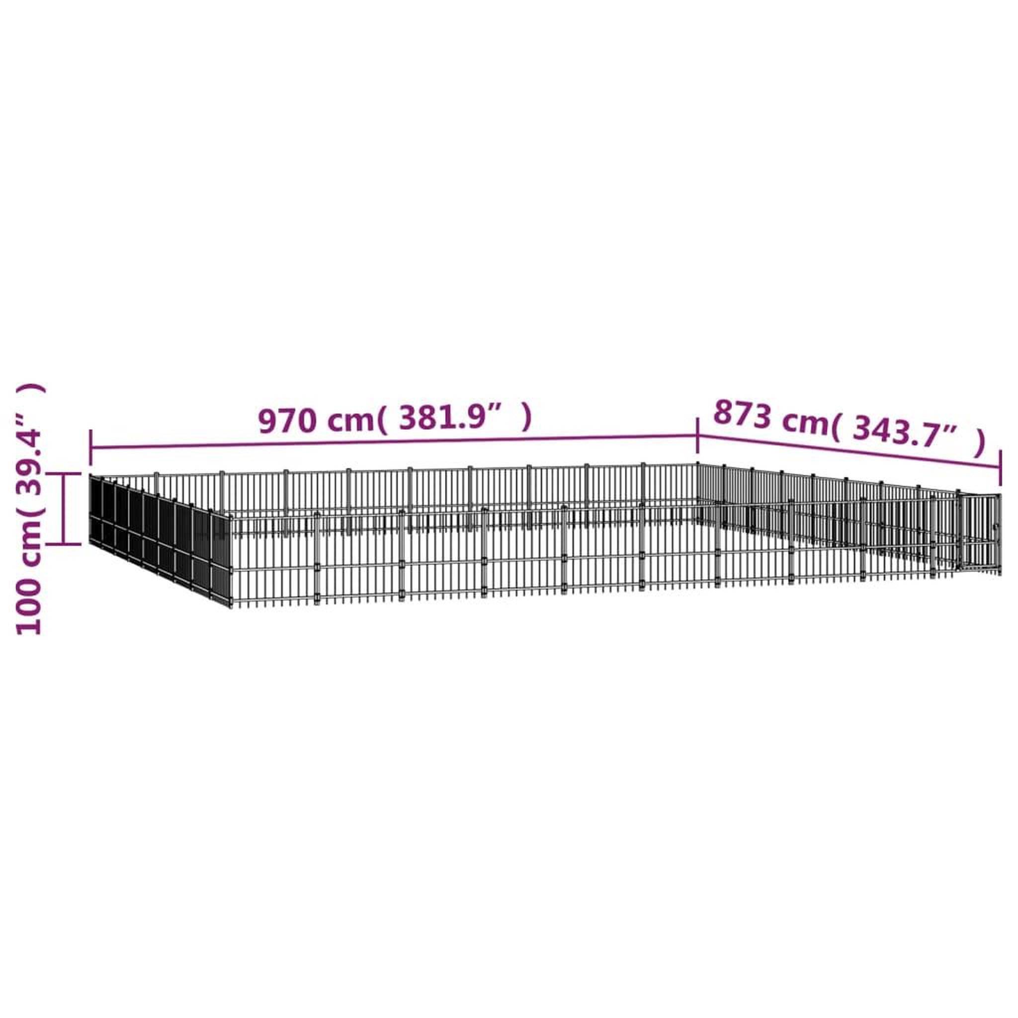 Voir la diapositive 6 : VIDAXL Chenil d'exterieur pour chiens Acier 84,68 m²