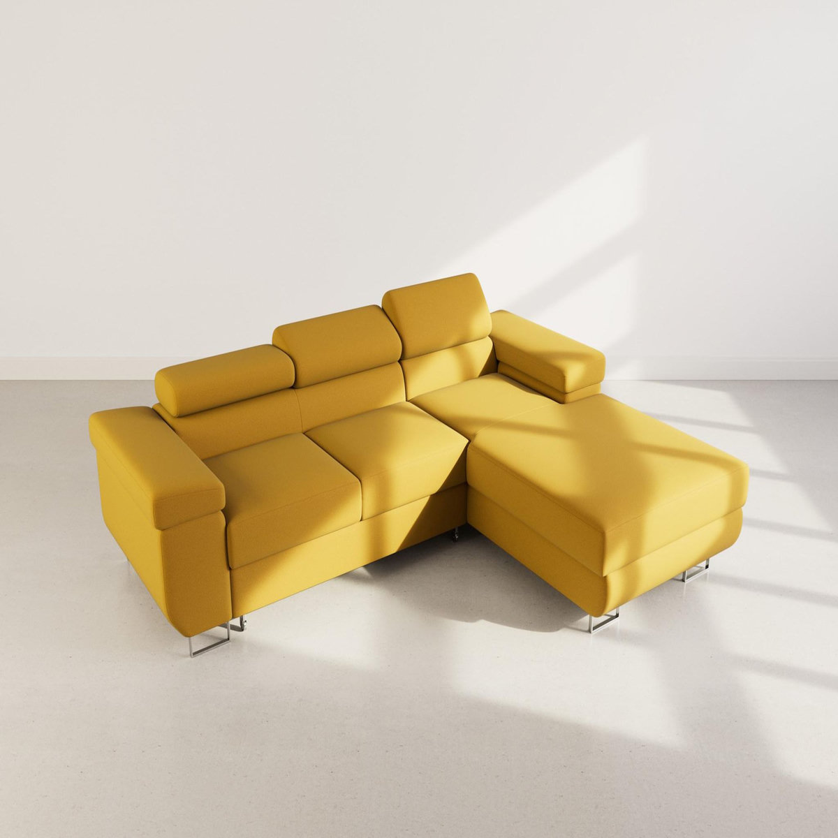 BEST MOBILIER Pablo - canapé d'angle droit - 6 places - convertible avec coffre et têtières réglables - en velours