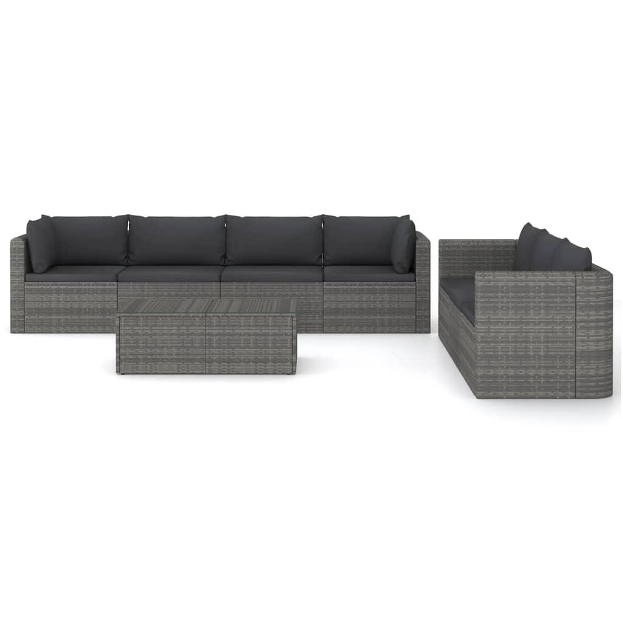 Voir la diapositive 2 : VIDAXL Salon de jardin 8 pcs avec coussins resine tressee gris