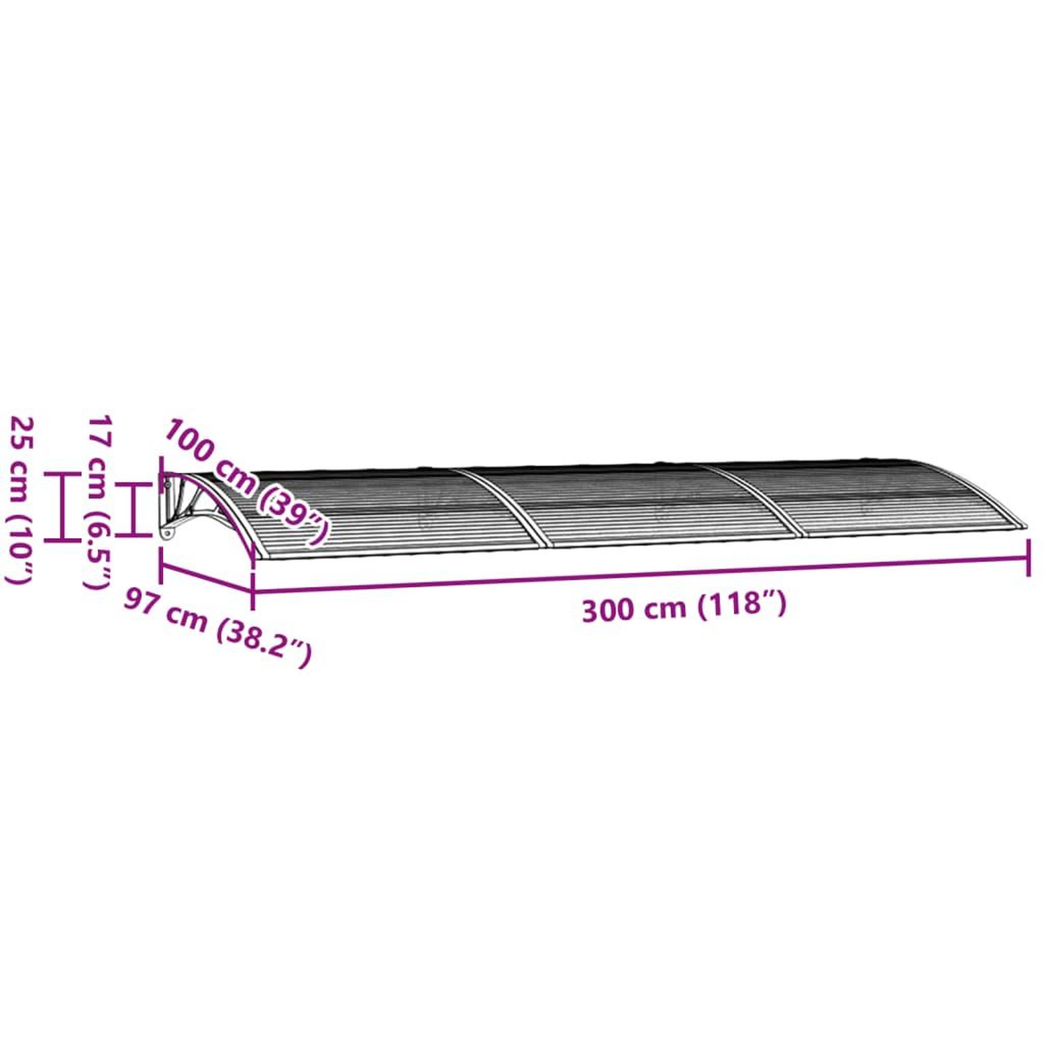 Voir la diapositive 6 : VIDAXL Auvent de porte Noir 300x100 cm Polycarbonate