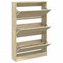 Voir la diapositive 2 : VIDAXL Armoire a chaussures chene sonoma 80x21x125,5cm bois ingenierie