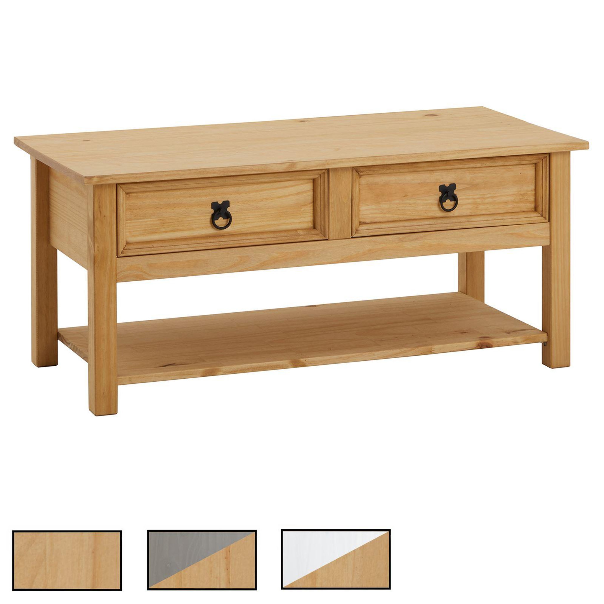 IDIMEX Table basse TEQUILA style mexicain avec 2 tiroirs, en pin massif. Coloris disponibles : Marron, Bicolore