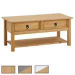 IDIMEX Table basse TEQUILA style mexicain avec 2 tiroirs, en pin massif. Coloris disponibles : Bicolore, Marron