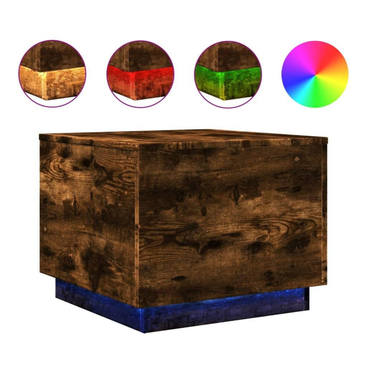 VIDAXL Table basse avec lumieres LED chene fume 50x50x40 cm
