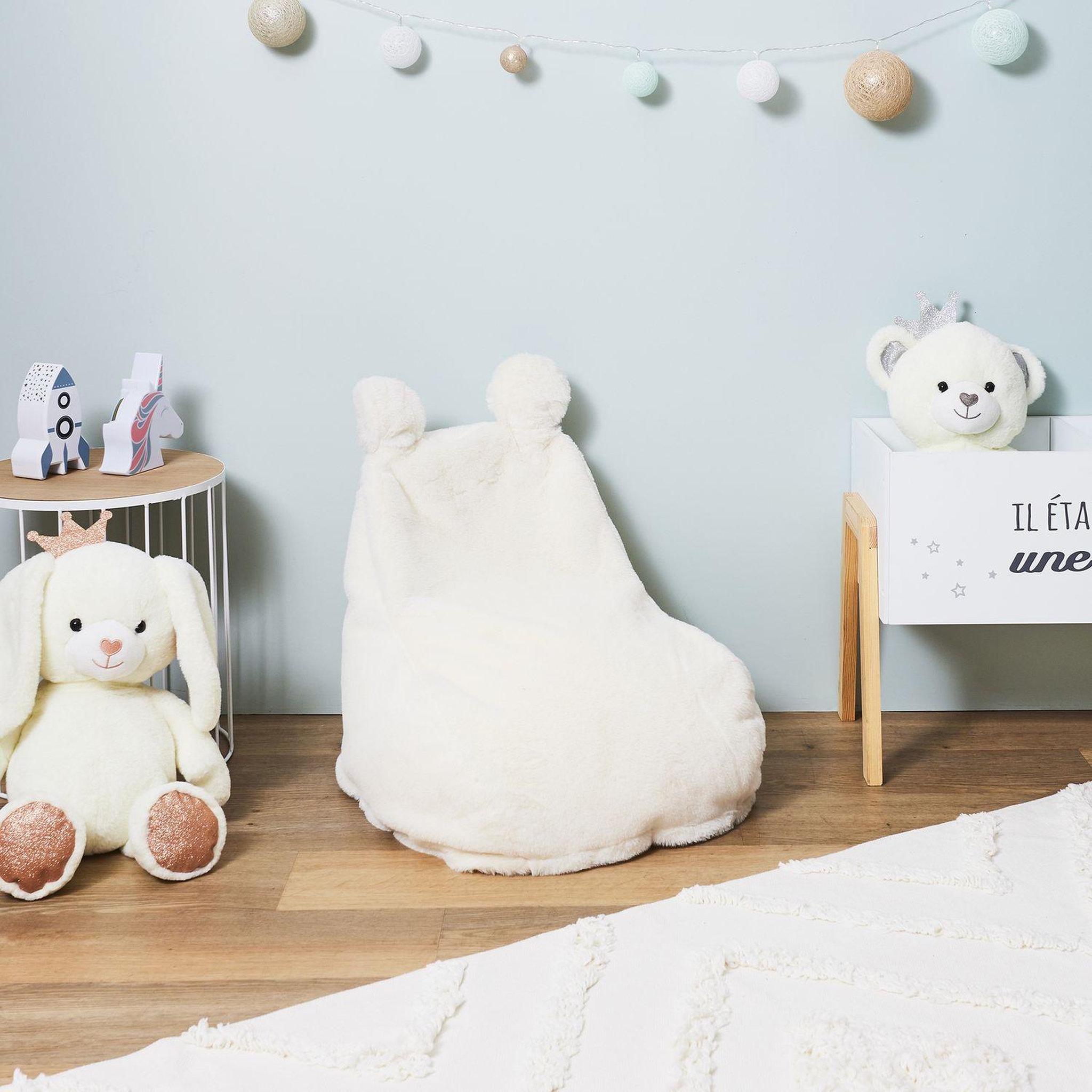 Voir la diapositive 4 : TOILINUX Fauteuil pour enfant en forme de poire imitiation fourrure - Blanc