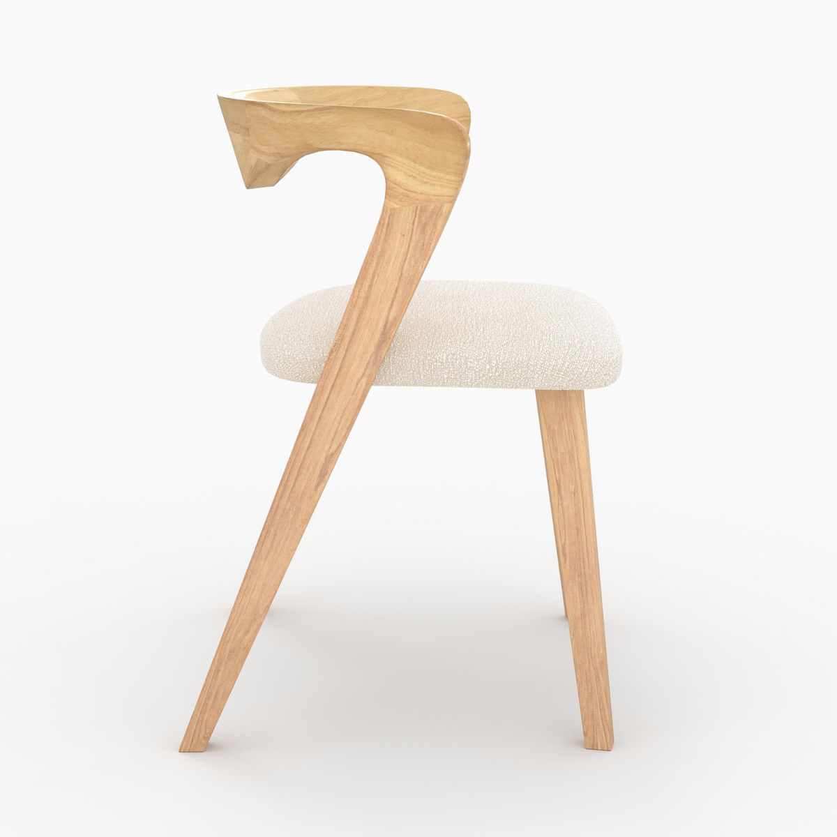 Rendez vous déco Chaise en bois d'hévéa foncé et tissu bouclé crème - Vega