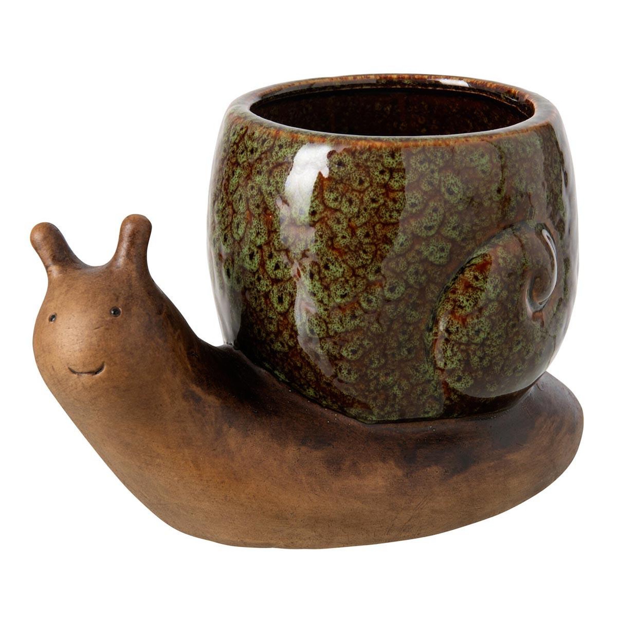 J-LINE Cache-Pot Escargot en Grès  Solal  20cm Multicolore