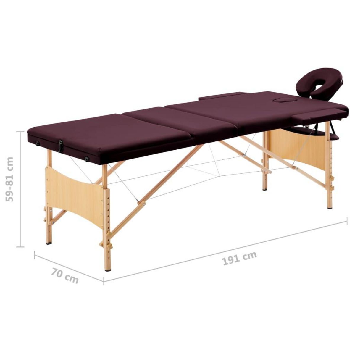 VIDAXL Table de massage pliable 3 zones Violet vin
