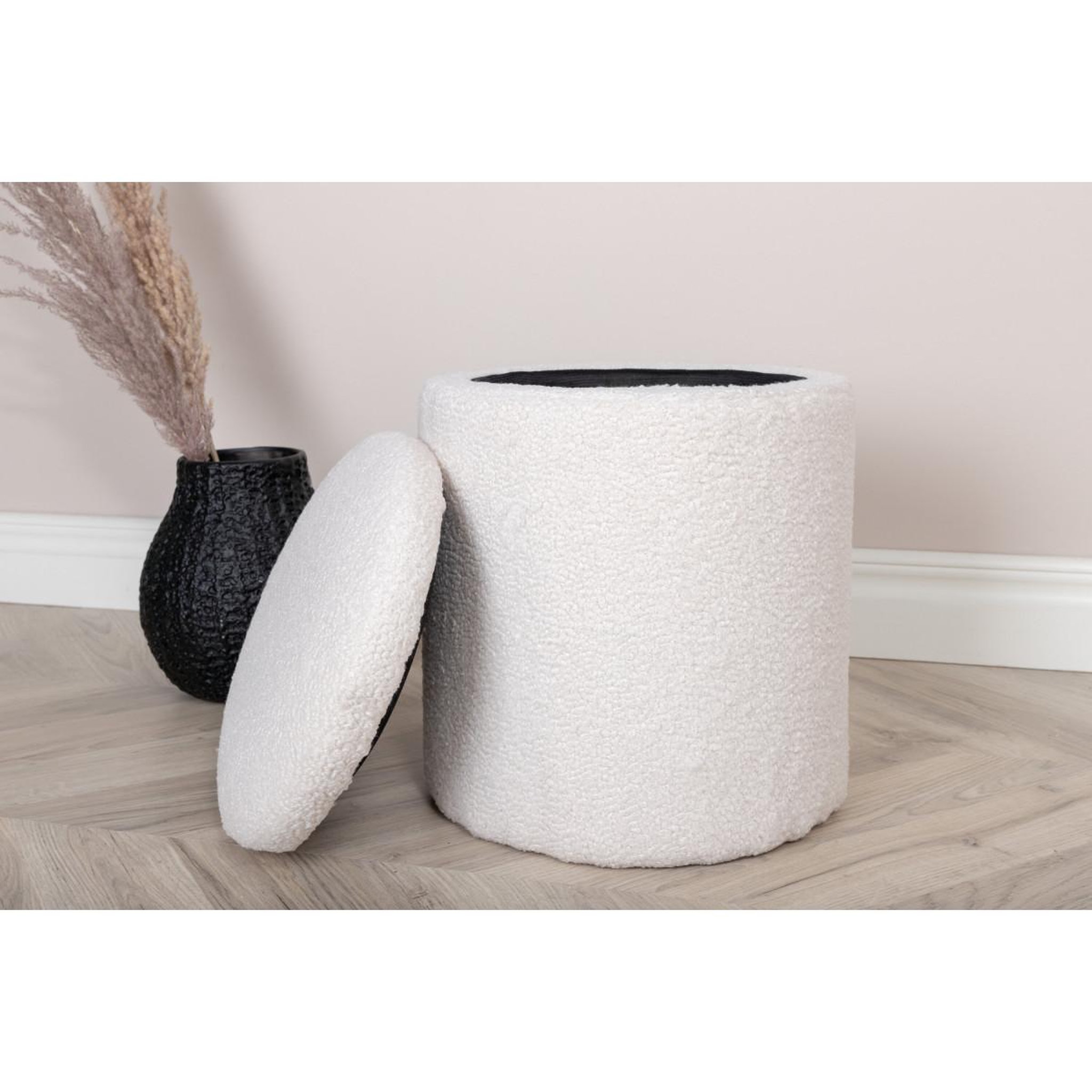 Voir la diapositive 6 : Paris Prix Pouf coffre tissu bouclette  limpen  40cm blanc