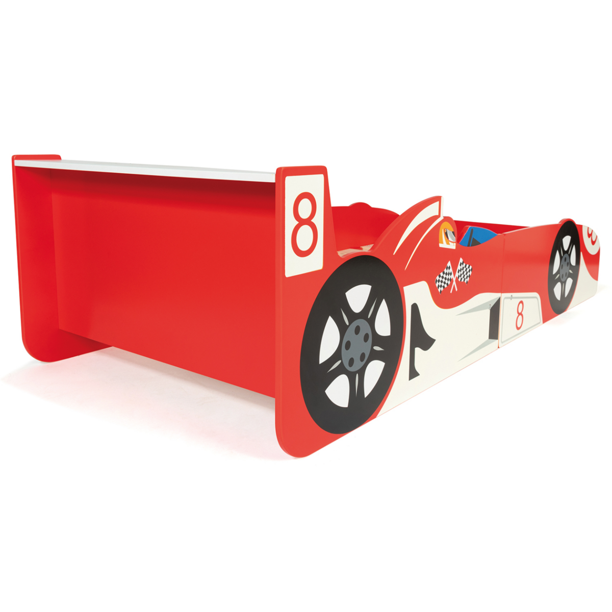 ID MARKET Lit enfant voiture formule 1 TEDDI 70 x 140 CM rouge