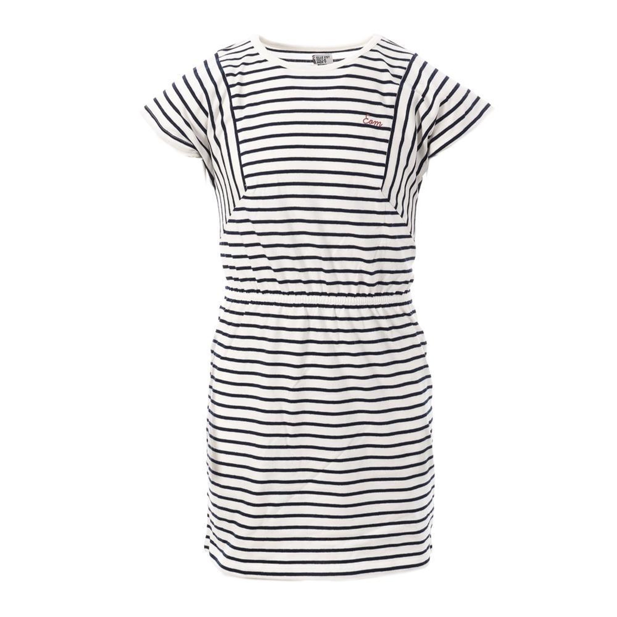 Voir la diapositive 1 : ELLE EST OU LA MER Robe à Rayures Marine/Blanc Fille EOM Pinil