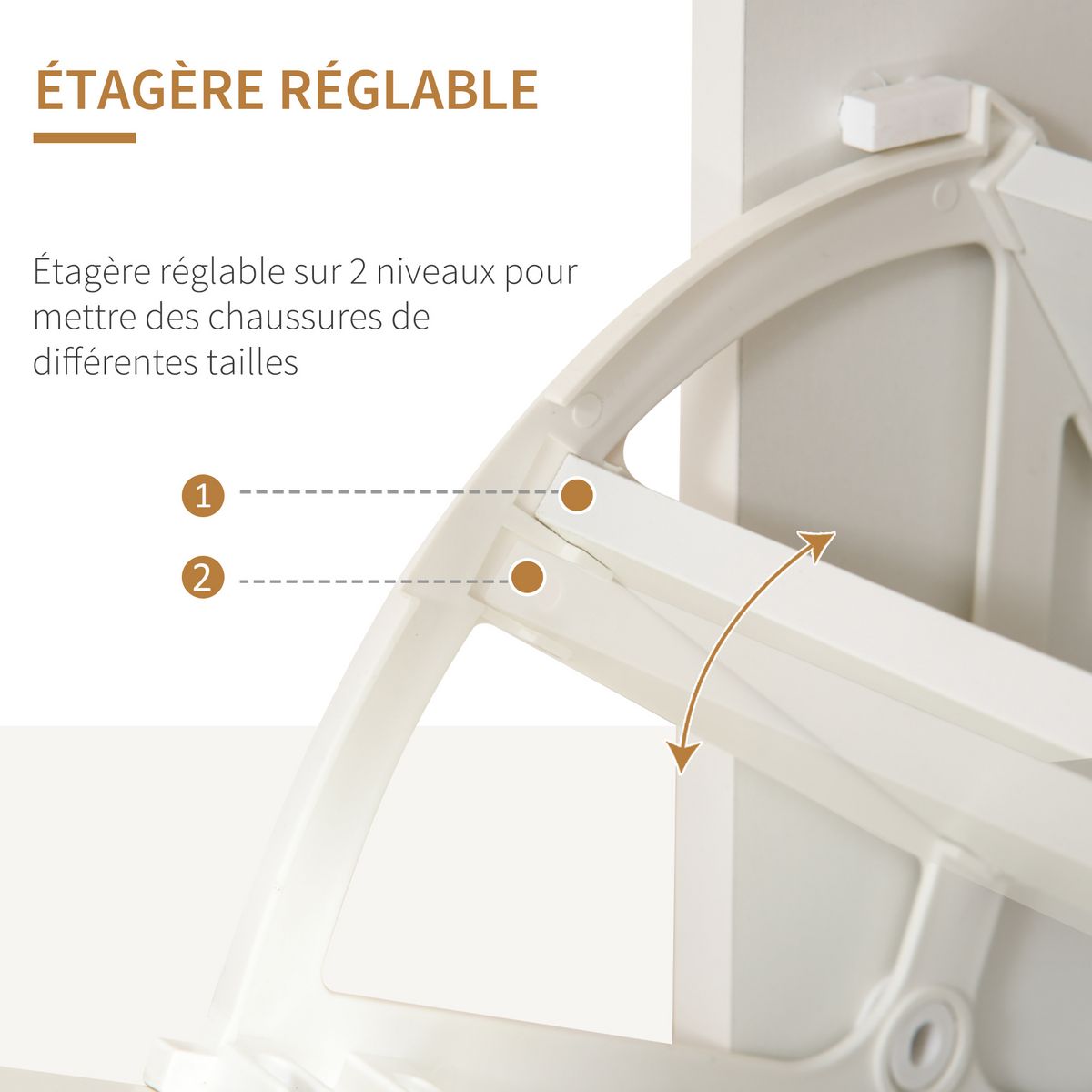 HOMCOM Armoire à chaussures avec 2 tiroirs rabattables + 1 tiroir coulissant + 1 comptoir et 1 plateau en verre étagère réglable sur 2 niveaux 89 x 23 x 96 cm blanc