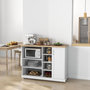 Voir la diapositive 4 : HOMCOM Desserte de cuisine îlot multi-rangement MDF blanc plateau bois hévéa verni