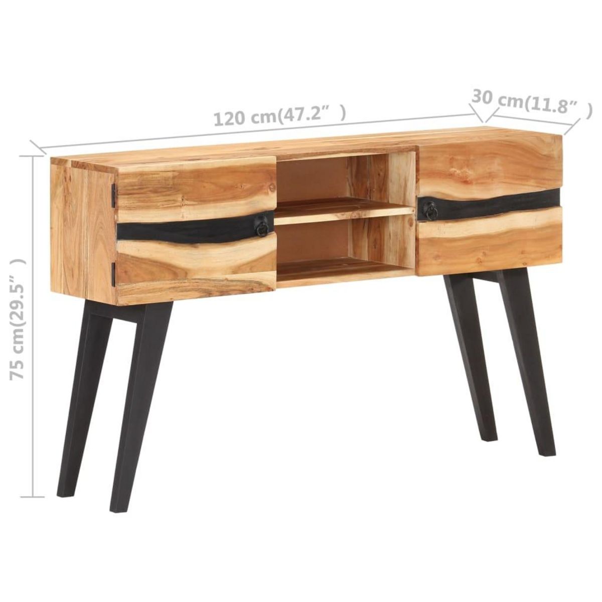VIDAXL Buffet 120x30x75 cm Bois d'acacia solide