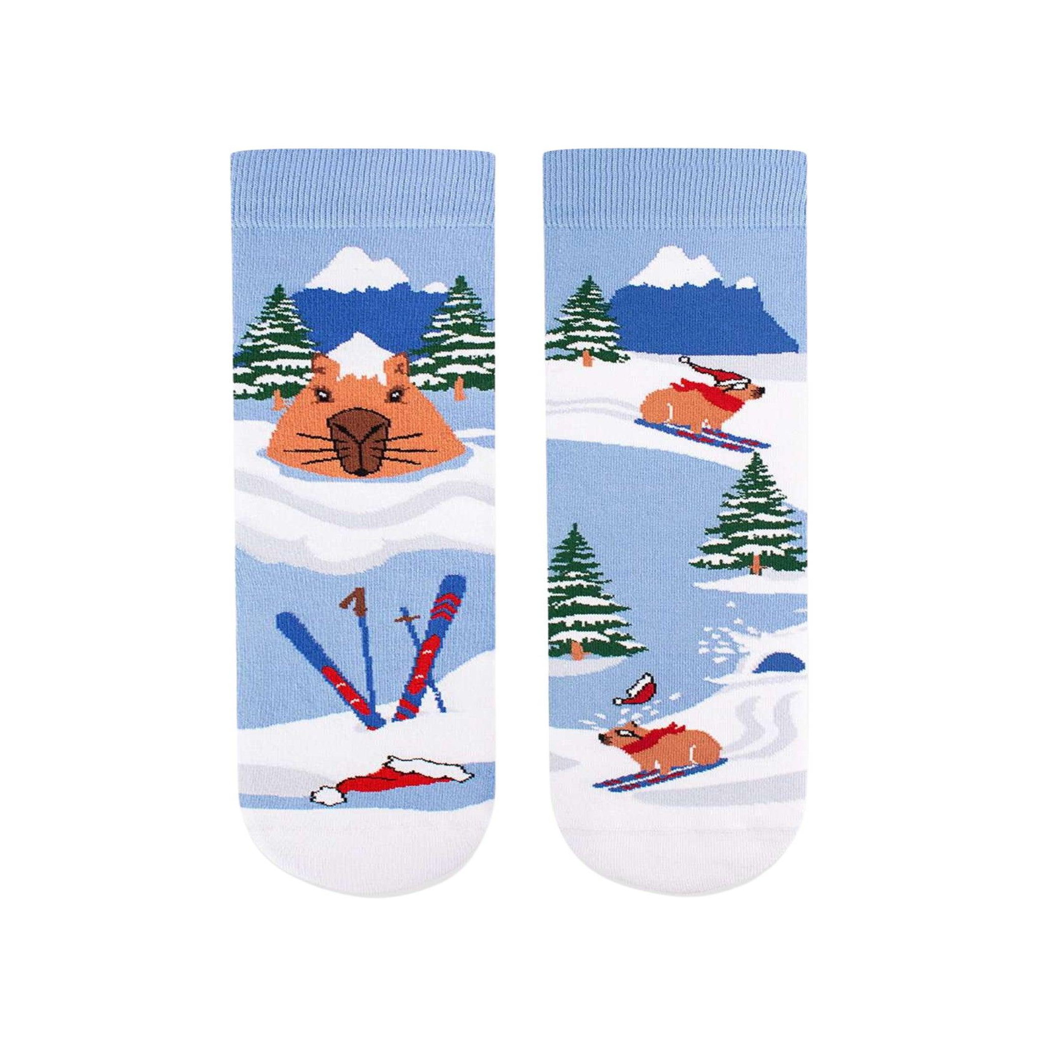 Voir la diapositive 2 : PIRIN HILL Chaussettes arty georges le capybara au ski
