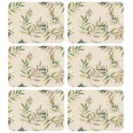 HABITABLE Lot de 6 sets de table motif provençal OLIBA - 28 x 43 cm - Beige et vert