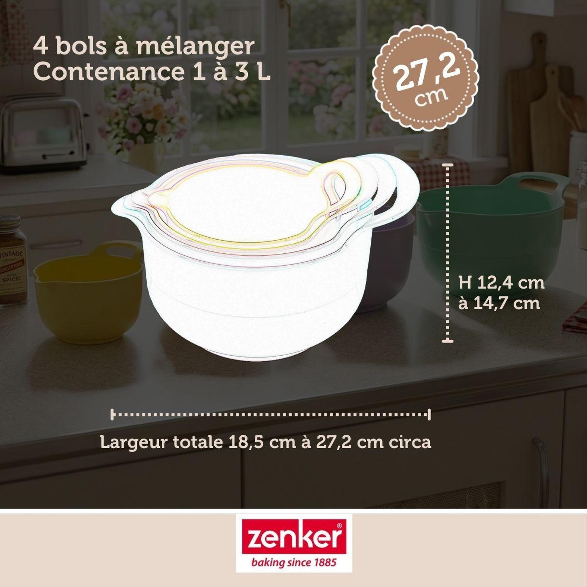 Voir la diapositive 3 : ZENKER Set de 4 bols à mélanger gigogne zenker