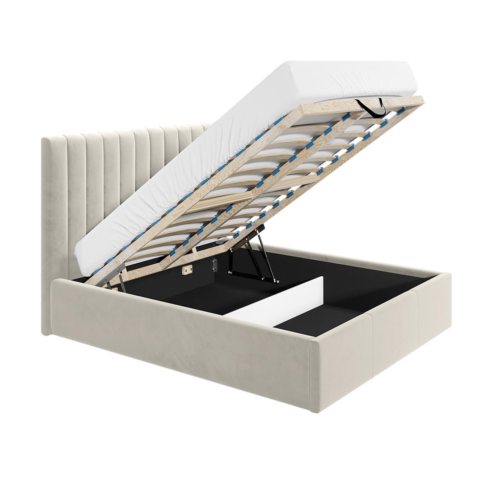 Voir la diapositive 2 : BEST MOBILIER Rosario - lit coffre - 140x200 - sommier inclus - en velours