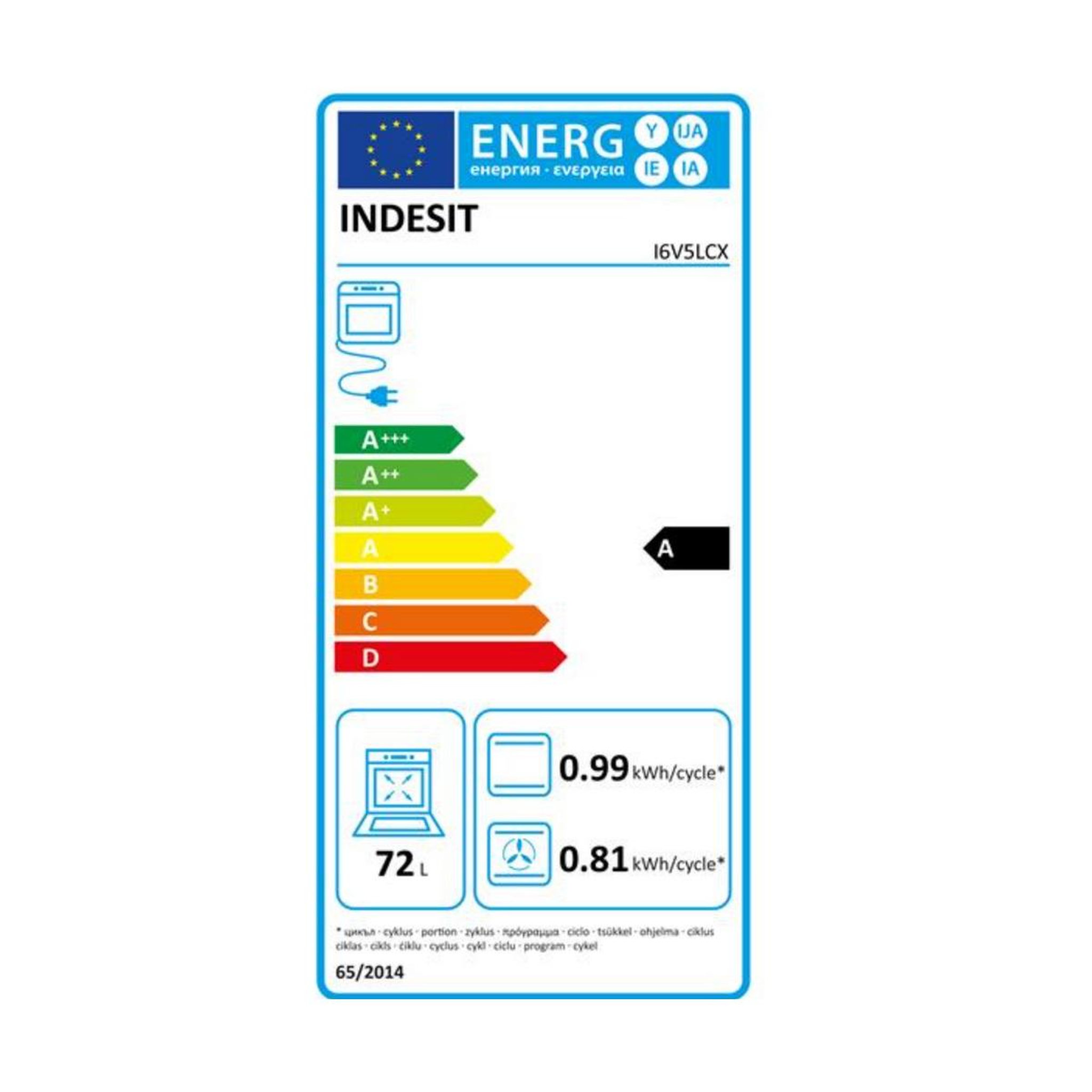 Voir la diapositive 2 : Indesit Cuisinière vitrocéramique 72l 3 feux - I6V5LCX