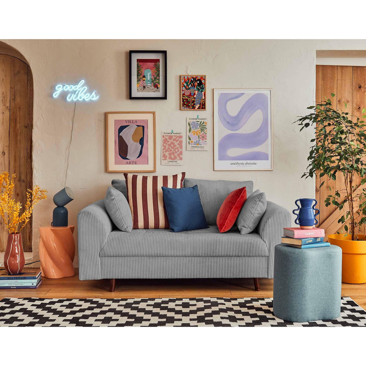 LISA DESIGN Rune - canapé 2 places - en velours côtelé