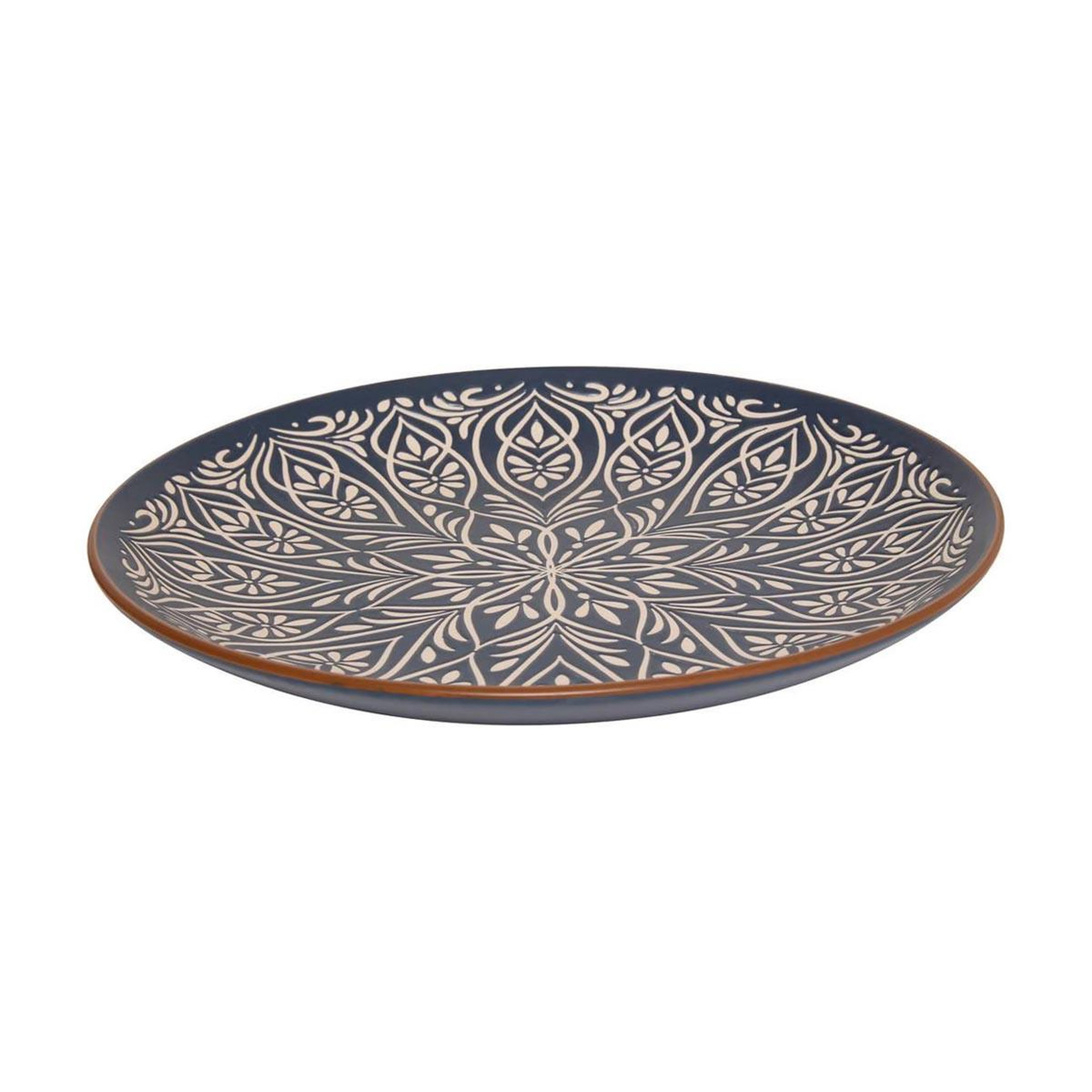 Voir la diapositive 2 : SECRET DE GOURMET Lot de 6 assiettes plates en céramique  inès  27cm bleu