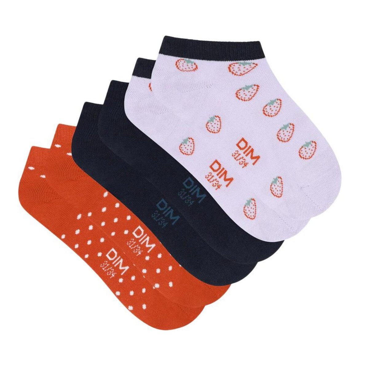 DIM x3 Paires de Chaussettes Violet//Rouge Fille Dim D0DGA