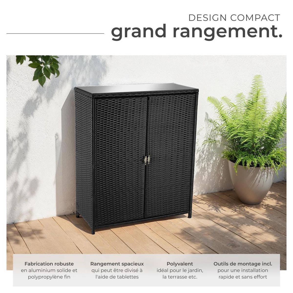 tectake Armoire de jardin avec structure en aluminium noir