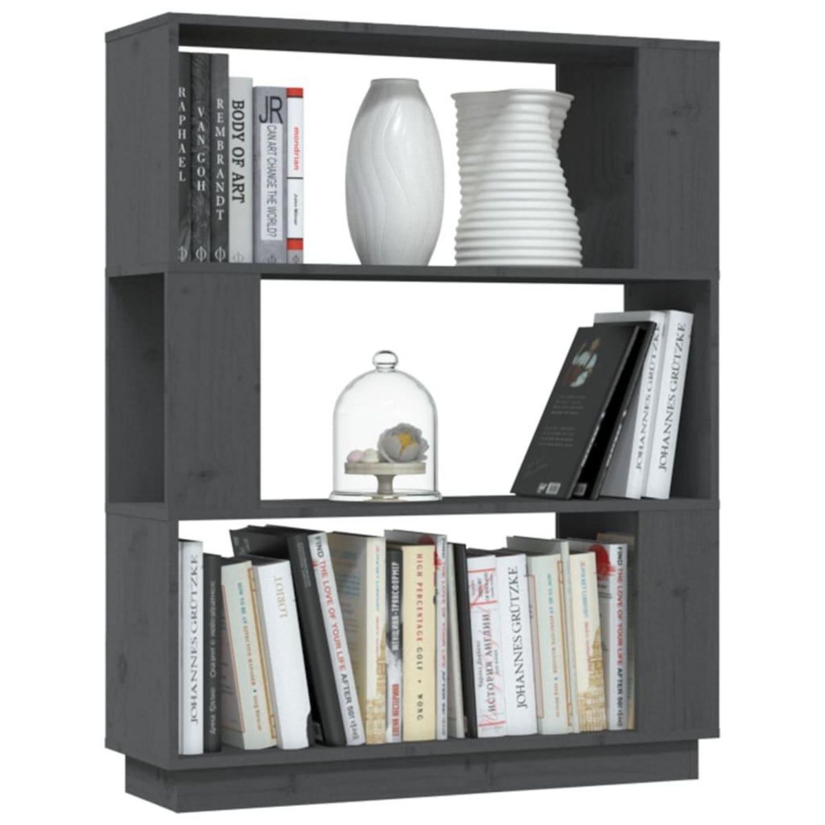 VIDAXL Bibliotheque/Separateur de piece Gris 80x25x101 cm Pin massif