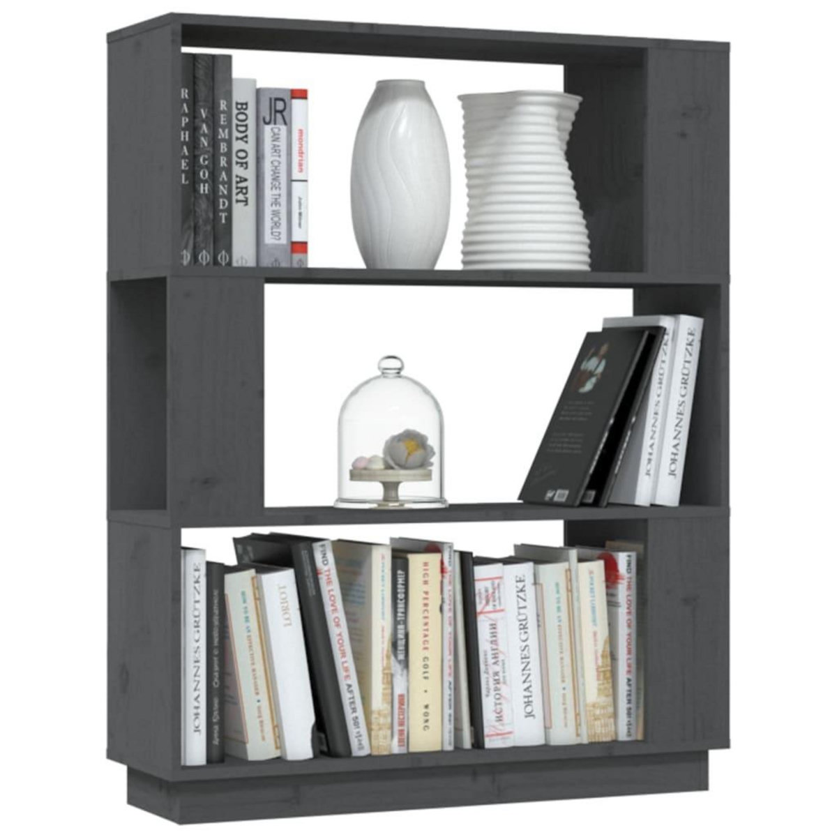 VIDAXL Bibliotheque/Separateur de piece Gris 80x25x101 cm Pin massif